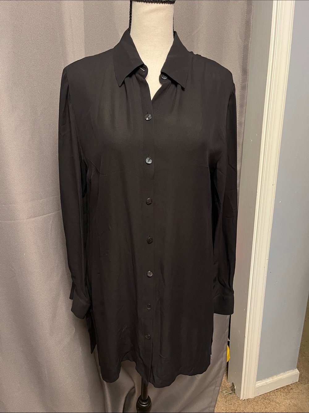 Chico's Black Longline Button-Front Tunic